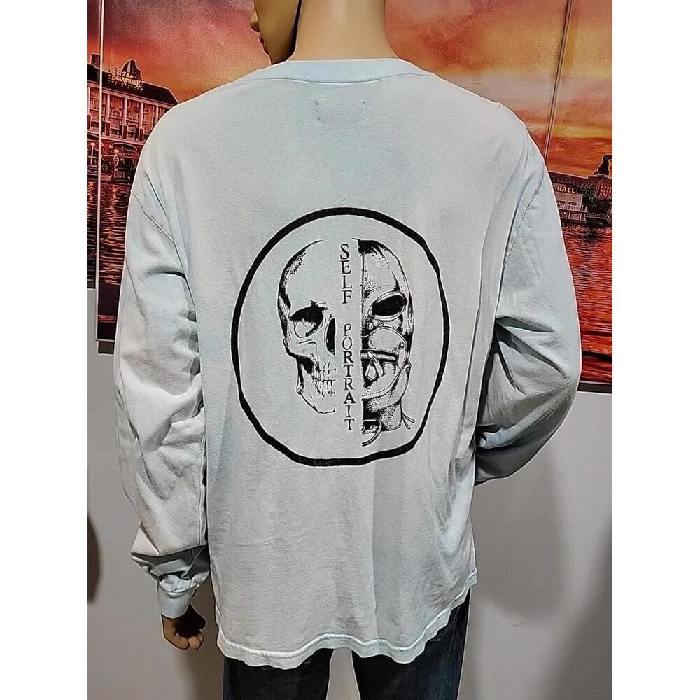 RTA Dark Side Logo Skull long sleeve Blue shirt Size large Tie Dye #C